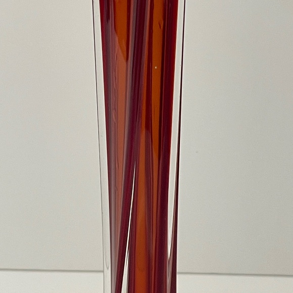 Vintage Mid Century Modern Soliflore Orange Red Amber Glass Bud Vase 10” H - Picture 3 of 6